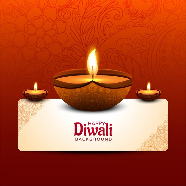 Fondo decorativo de la tarjeta del festival de la lámpara de aceite de diwali feliz