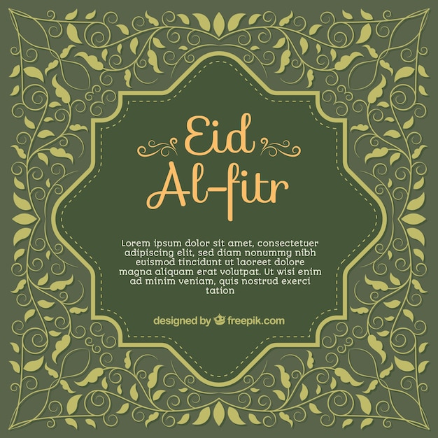 Fondo decorativo vintage de hojas de eid al-fitr
