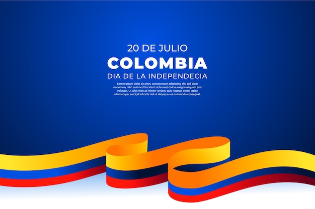 Vector gratuito fondo degradado 20 de julio con colores de la bandera colombiana