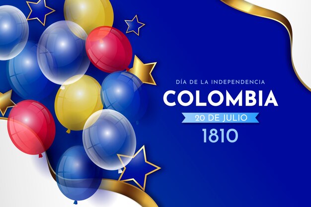 Fondo degradado 20 de julio con globos