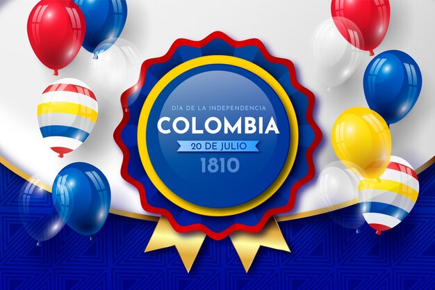 Fondo degradado 20 de julio con globos