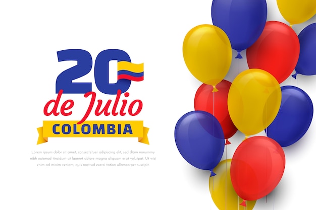 Fondo degradado 20 de julio con globos