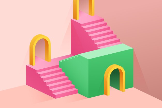 Fondo degradado 3d escaleras