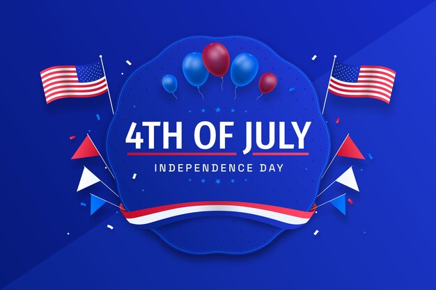 Fondo degradado del 4 de julio con banderas
