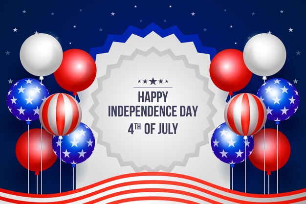 Fondo degradado del 4 de julio con globos