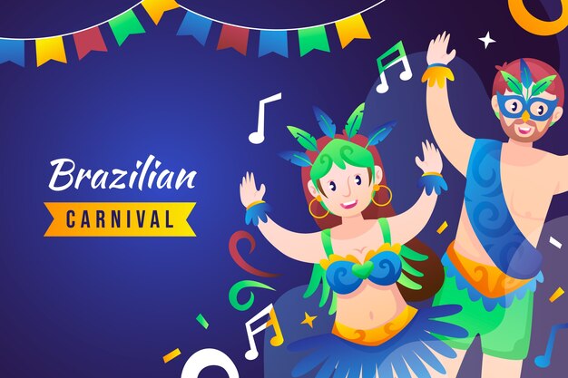 Vector gratuito fondo degradado carnaval brasileño