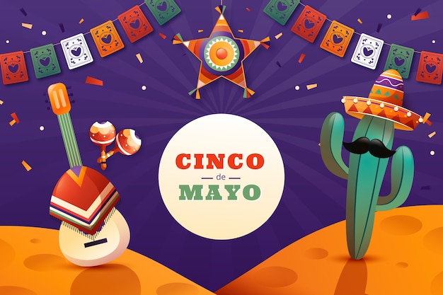 Vector gratuito fondo degradado para la celebración del cinco de mayo