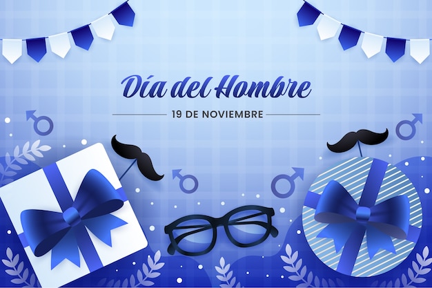 Vector gratuito fondo degradado para la celebración del día del hombre en español.