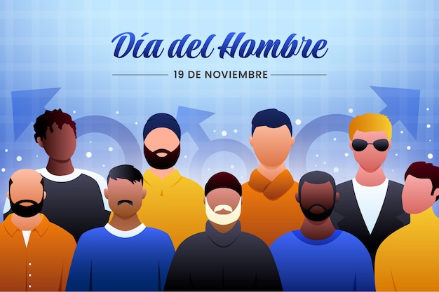 Vector gratuito fondo degradado para la celebración del día del hombre en español.