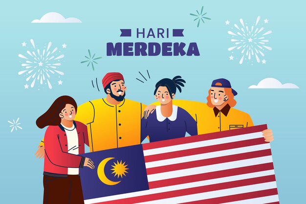 Fondo degradado para la celebración del día de la independencia de malasia
