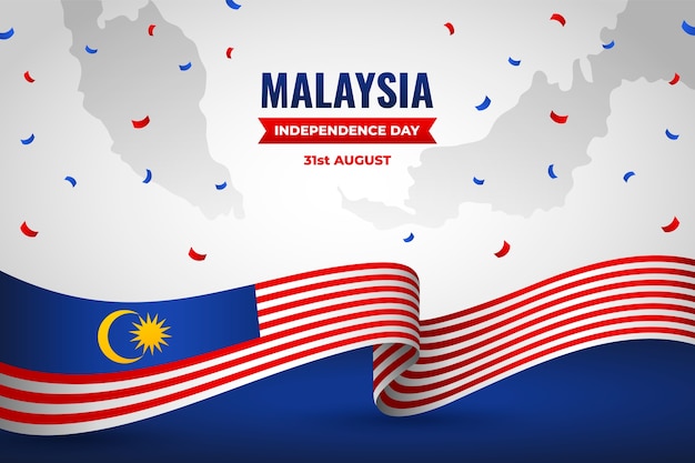 Vector gratuito fondo degradado para la celebración del día de la independencia de malasia