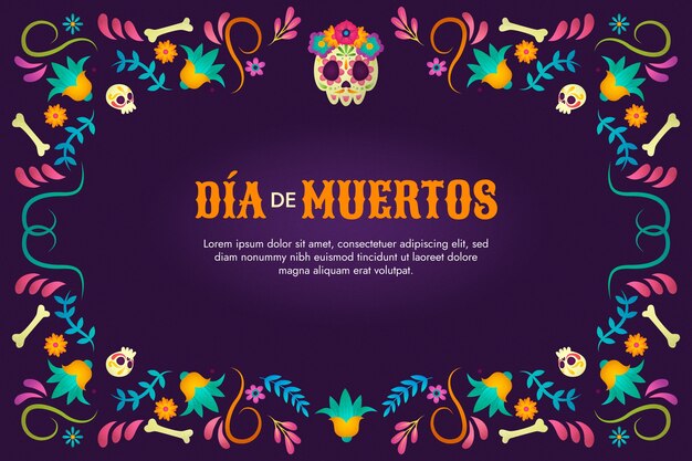 Fondo degradado de celebración de dia de muertos