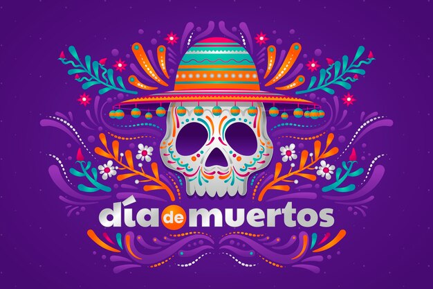 Fondo degradado de celebración de dia de muertos