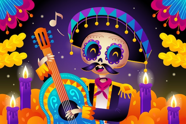 Vector gratuito fondo degradado de celebración de dia de muertos