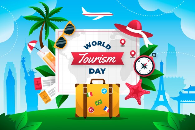 Fondo degradado para la celebración del día mundial del turismo.