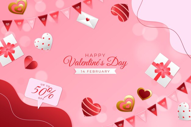 Vector gratuito fondo degradado para la celebración del día de san valentín