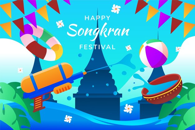 Fondo degradado para la celebración del festival del agua de songkran