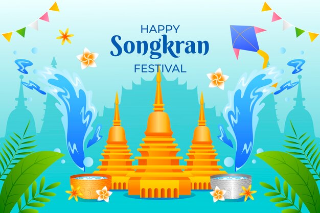 Fondo degradado para la celebración del festival del agua de songkran
