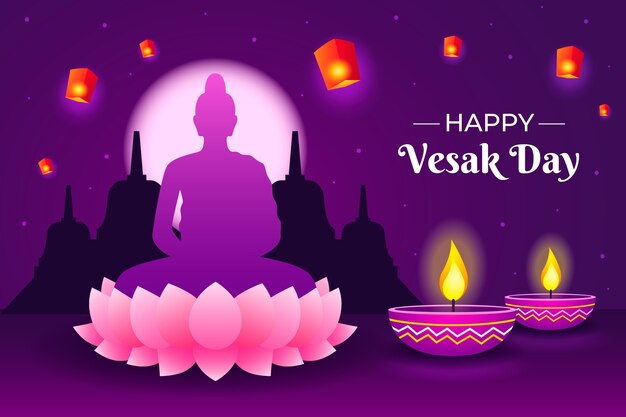Fondo degradado para la celebración del festival del día de vesak