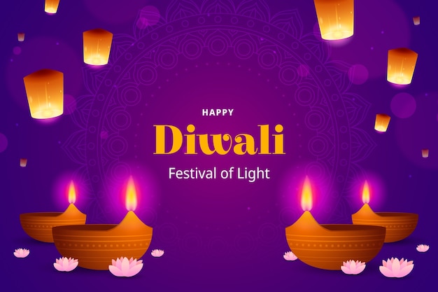 Vector gratuito fondo degradado para la celebración del festival hindú de diwali