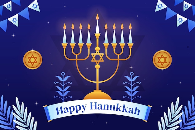 Vector gratuito fondo degradado para la celebración de hanukkah