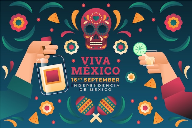 Vector gratuito fondo degradado para la celebración de la independencia de méxico