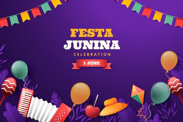 Vector gratuito fondo degradado para celebraciones brasileñas festas juninas