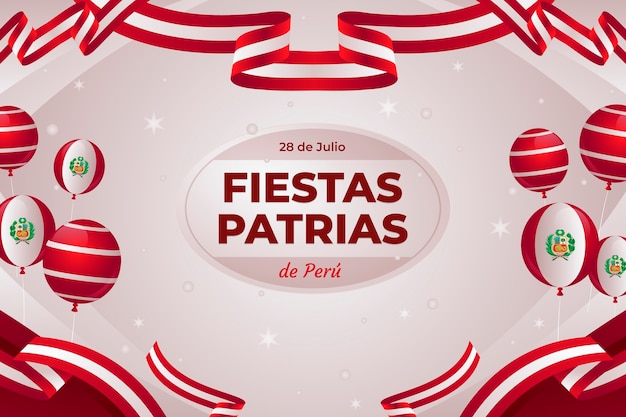 Vector gratuito fondo degradado para celebraciones de fiestas patrias peruanas.