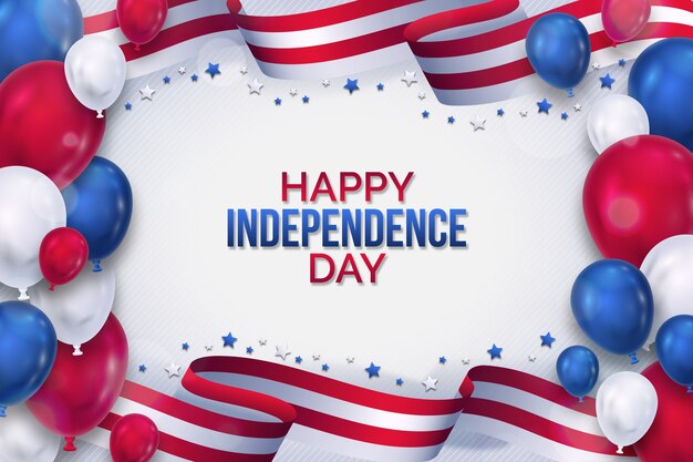 Fondo degradado del día de la independencia con globos