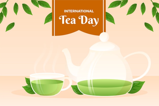 Vector gratuito fondo degradado del día internacional del té