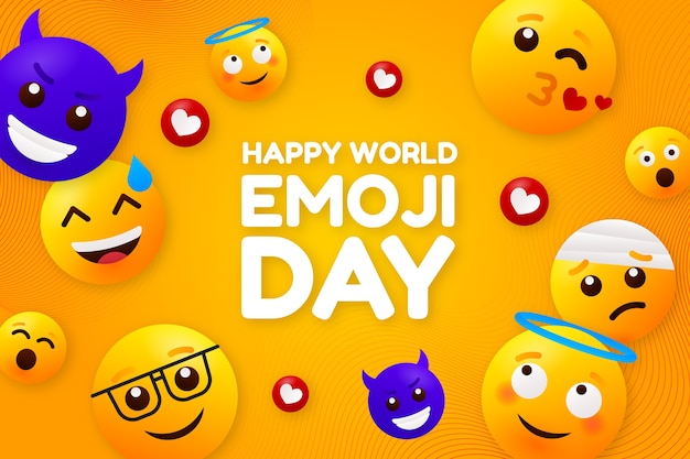 Vector gratuito fondo degradado del día mundial del emoji