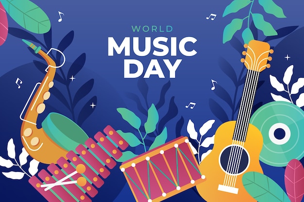 Vector gratuito fondo degradado del día mundial de la música