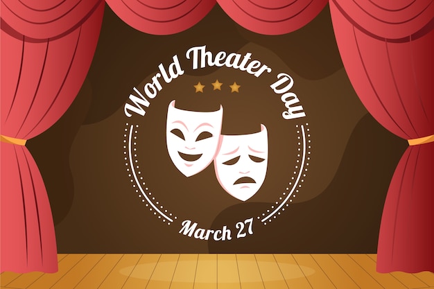 Vector gratuito fondo degradado del día mundial del teatro