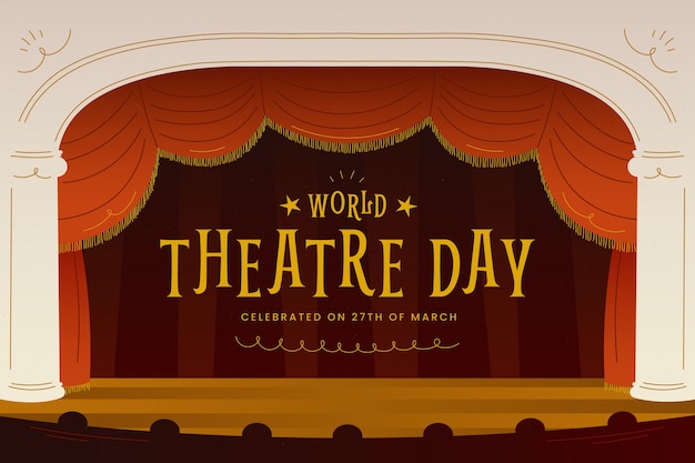 Vector gratuito fondo degradado del día mundial del teatro