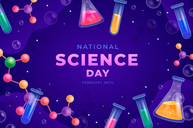 Vector gratuito fondo degradado del día nacional de la ciencia