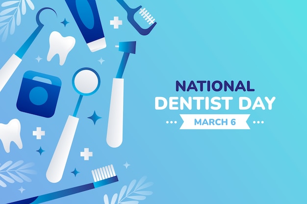 Vector gratuito fondo degradado del día nacional del dentista