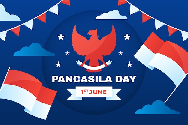 Vector gratuito fondo degradado del día de pancasila