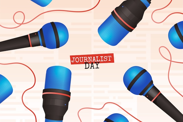 Fondo degradado del día del periodista con micrófonos