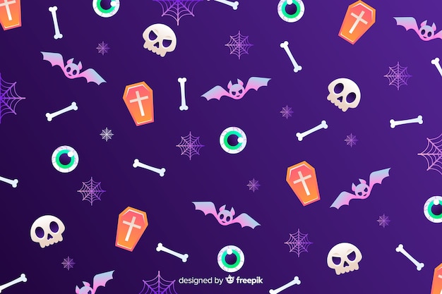 Vector gratuito fondo degradado de elementos de halloween