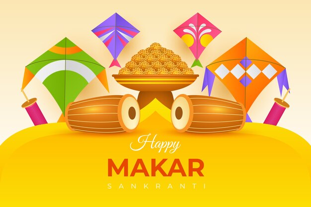 Vector gratuito fondo degradado feliz makar sankranti