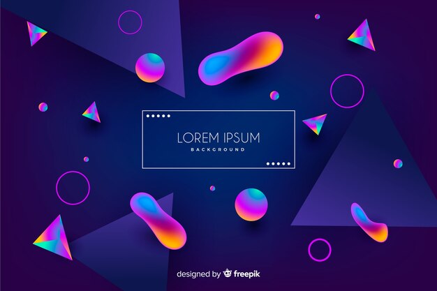 Fondo degradado con formas tridimensionales coloridas