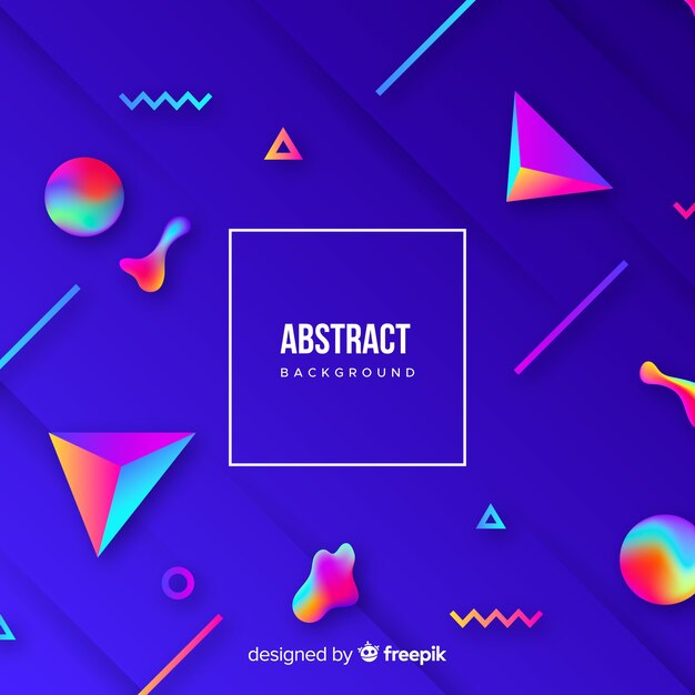 Fondo degradado con formas tridimensionales coloridas