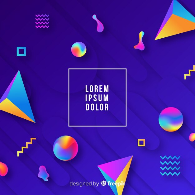 Fondo degradado con formas tridimensionales coloridas
