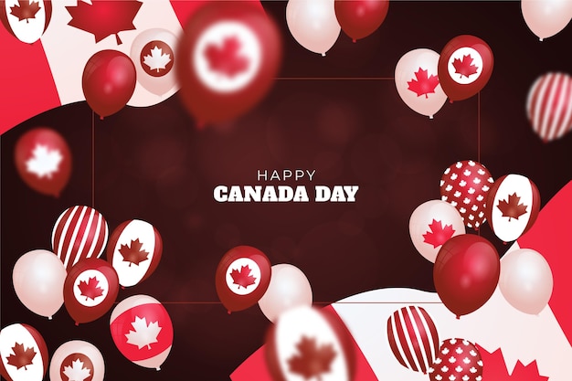 Fondo degradado de globos del día de canadá