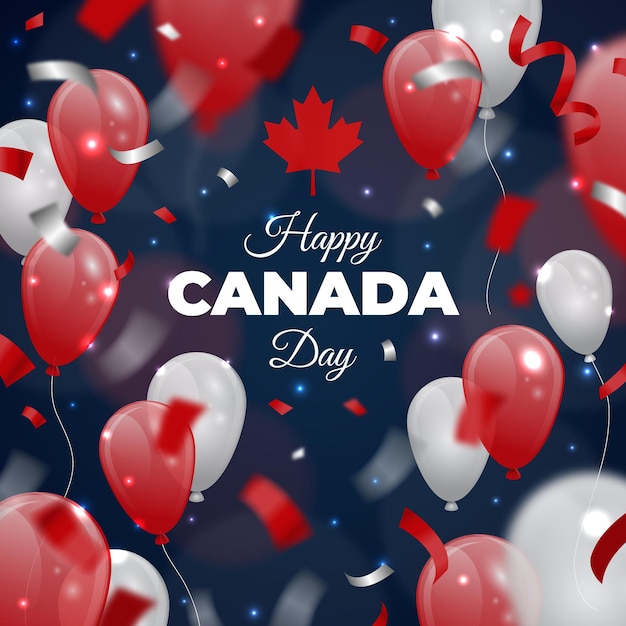 Fondo degradado de globos del día de canadá