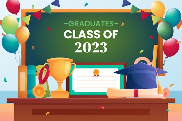 Vector gratuito fondo degradado para la graduación de la clase 2023