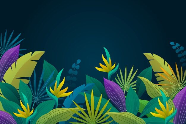 Fondo degradado de hojas tropicales