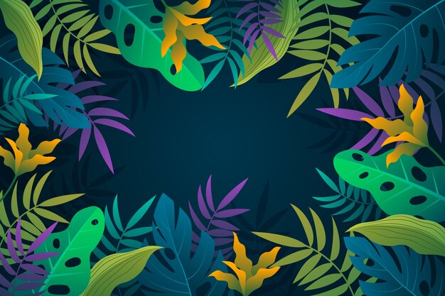 Fondo degradado de hojas tropicales
