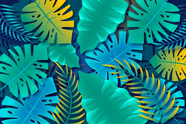 Fondo degradado de hojas tropicales