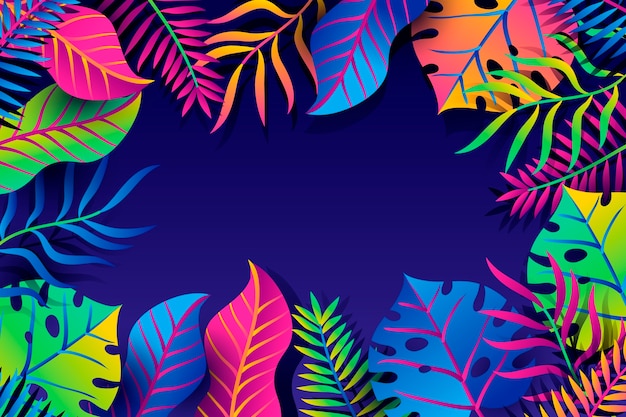 Vector gratuito fondo degradado de hojas tropicales